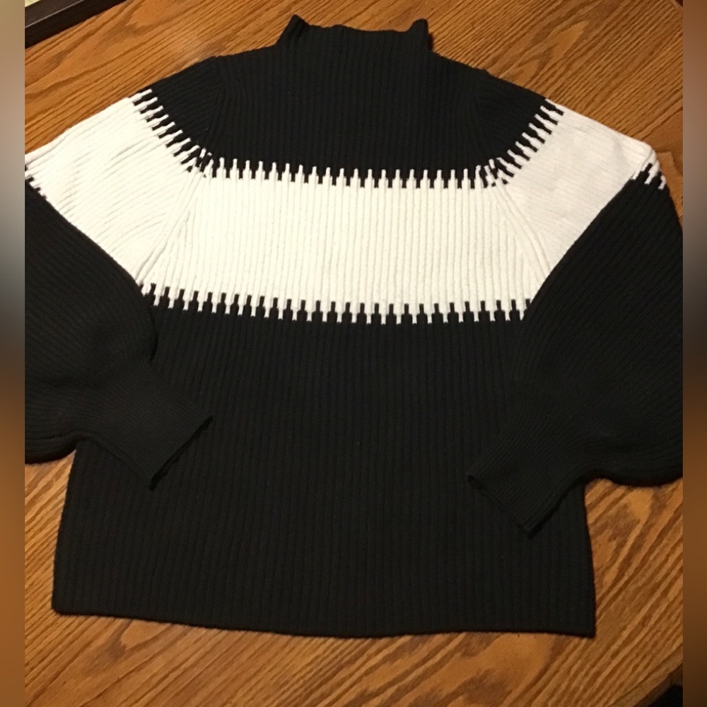 Woman’s size XXL black and white turtle neck sweater love at first find